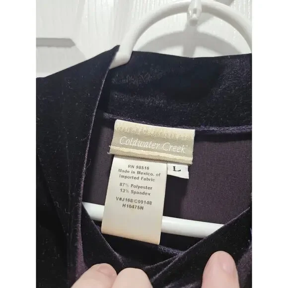 Coldwater Creek Velvet Deep Purple Long Sleeve Maxi Dress Plus Size L - Picture 2 of 5